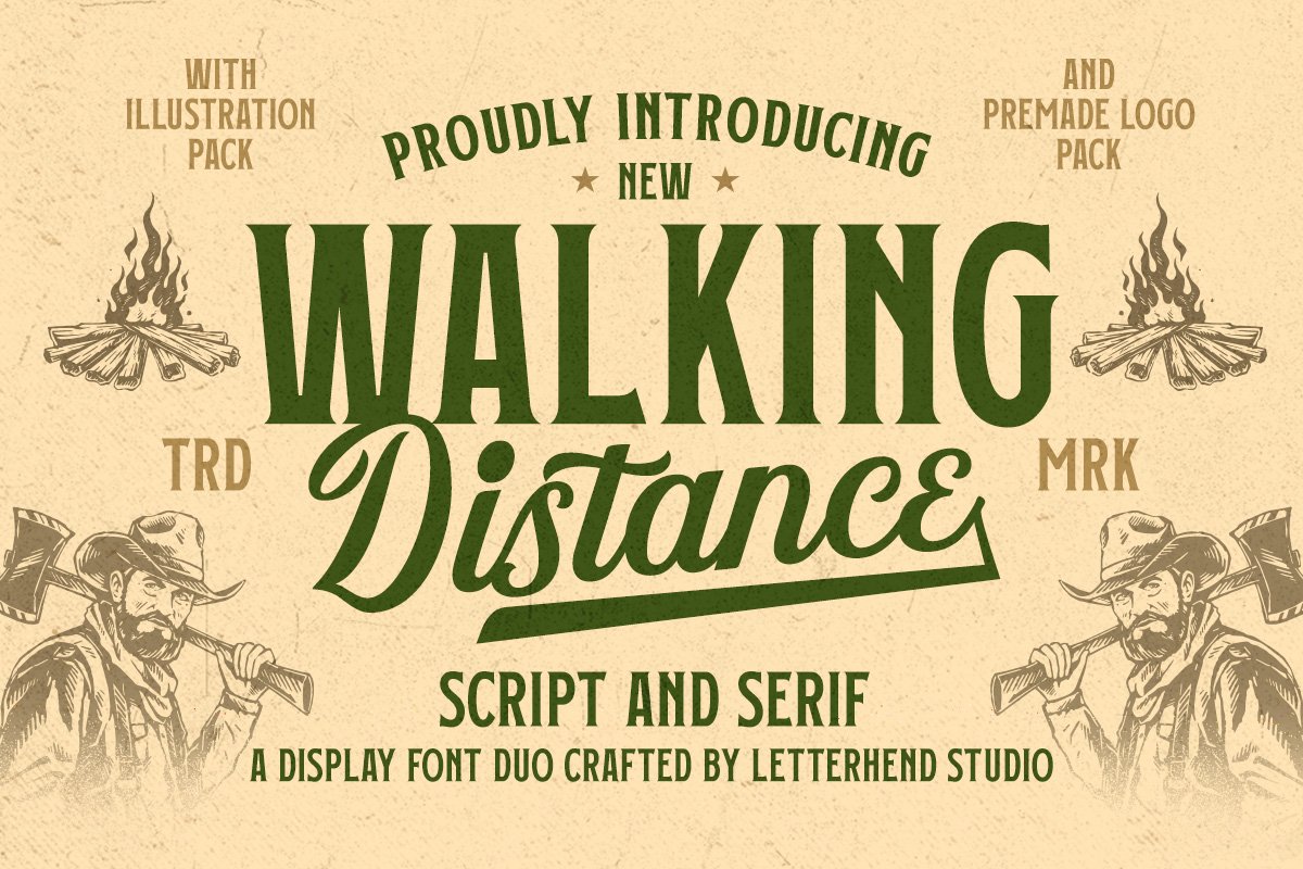 Walking Distance Crafted Font Duo +Bonus | Letterhend Studio